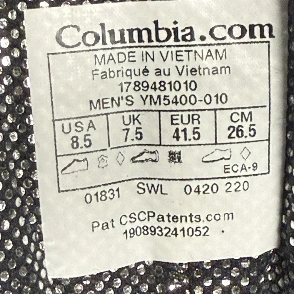 Columbia Techlite Winter Boots Mens 8.5 Omni-Heat Waterproof Black Snow Gorpcore